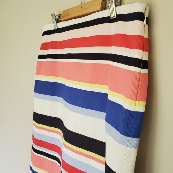 Talbots multi color stripe cotton midi skirt 12 - Picture 2 of 7